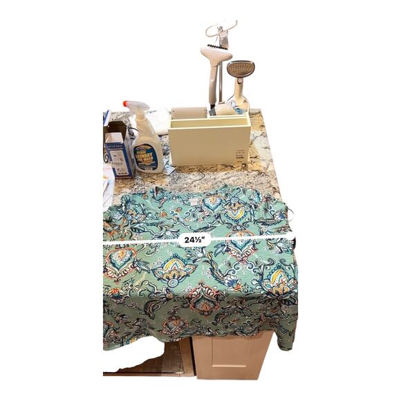 Chico’s Size 3 Green Floral Print Tunic Top Size 3 Loose Fit Stretch Blouse - Picture 6 of 7